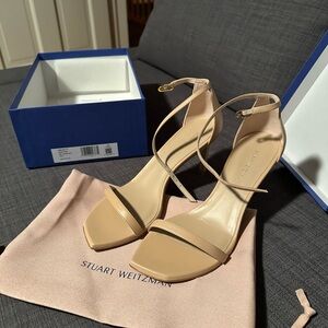Stuart Weitzman Amelina 7.5 Golden Beige heels- used once- made in Spain